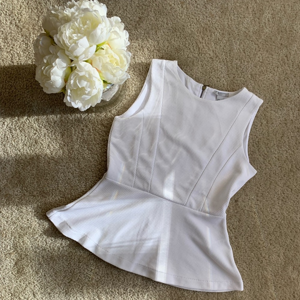 H&M White Peplum Blouse